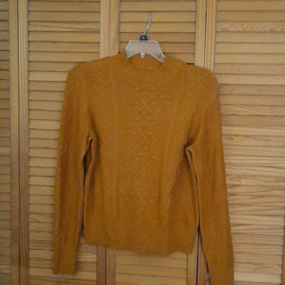 Lucky Brand Copper Color Pullover Cable Knit Sweater Size Large